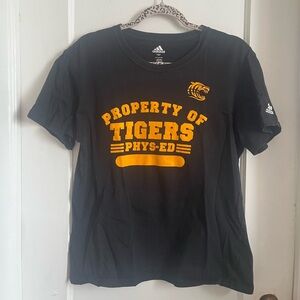 adidas Black T-Shirt with Gold 'Property of Tigers' Graphic